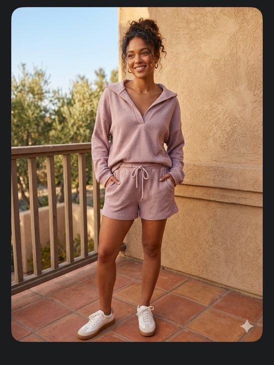 MARBLE Pants - MARBLE Dusty Lilac Lounge Top with Drawstring Detail